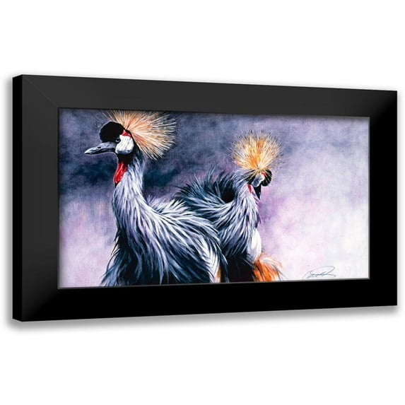 Campbell, Robert 24x16 Black Modern Framed Museum Art Print Titled - Crowned Cranes