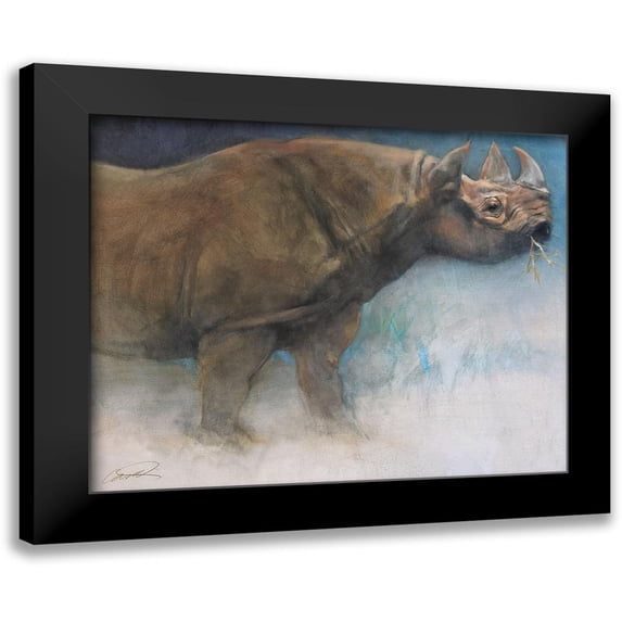 Campbell, Robert 24x20 Black Modern Framed Museum Art Print Titled - The Guardian Rhino
