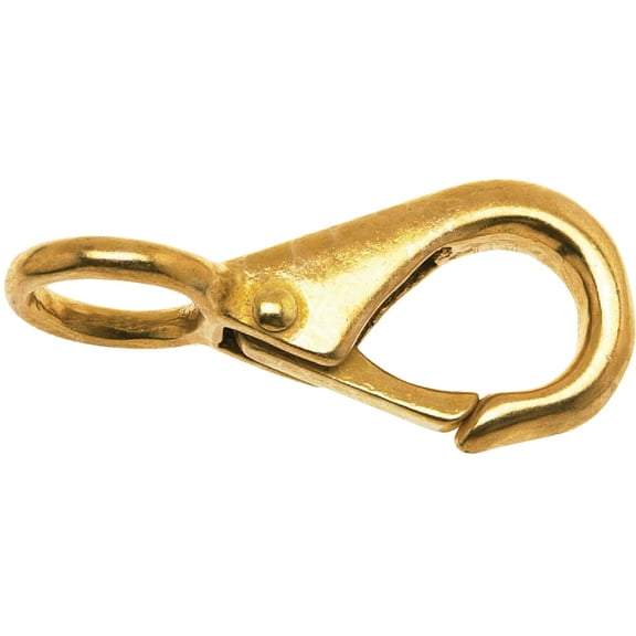 Campbell T7620534 Rigid Quick Snap, Solid Bronze, Polished, 3/4" Round Eye, 9/16" Opening, 3-15/64" Length, 140 lbs Load Capacity