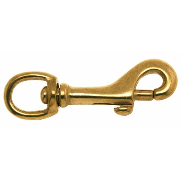 Campbell T7625604 Swiveling Bolt Snap, Solid Bronze, Polished, 3/8" Round Eye, 1/4" Opening, 2-9/32" Length, 80 lbs Working Load Limit, Pack of 10