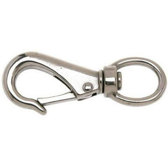 Campbell T7631524 Swiveling Quick Snap, Stainless Steel, Polished, 11/16" Round Eye, 7/16" Opening, 3-11/16" Length, 220 lbs Load Capacity