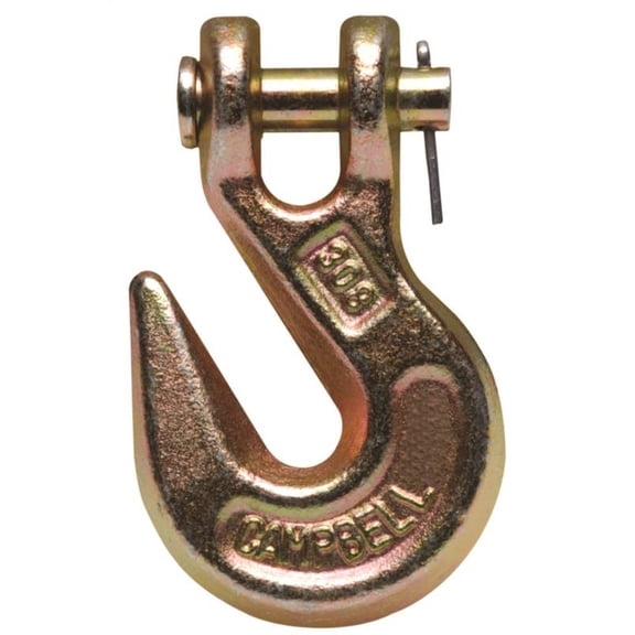 Campbell T9503415 Clevis Grab Hook, 5/16 in, 4700 lb Working Load, 70 Grade, Steel, Yellow Chrome