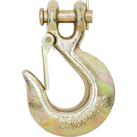 Campbell T9504515 Clevis Slip Hook with Latch, 3/8-In. - Quantity 5 — Standard Mounting Hardware, Drop-In Replacement