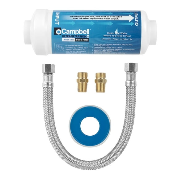 Campbell Ultrafiltration+ Inline Under Sink Filter Kit, High Flow