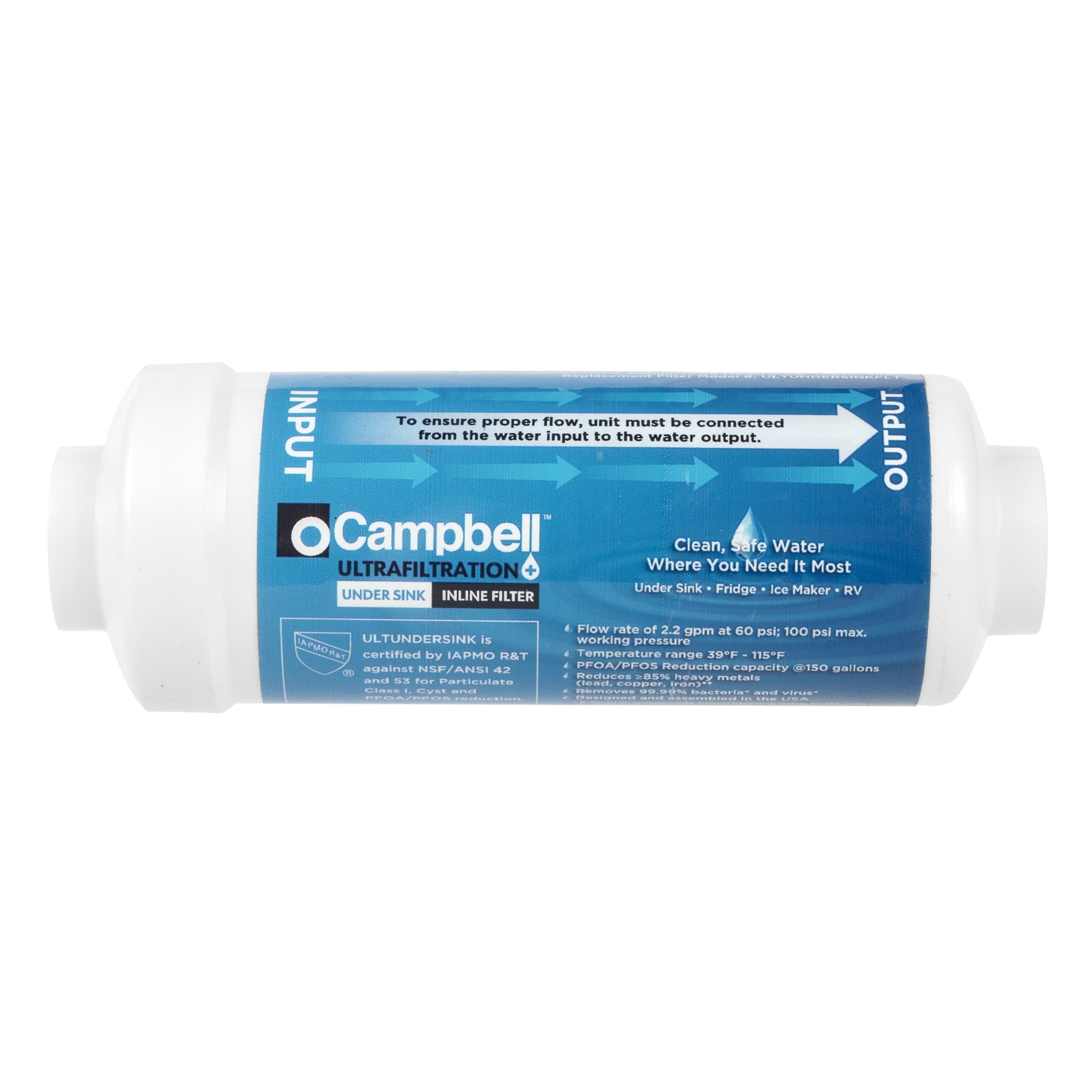 Pfas Inline Filter Campbell Ultrafiltration+ Replacement Filter for Inline Under Sink ...