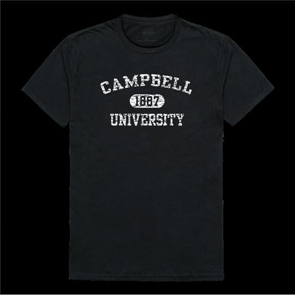 Campbell University Fighting Camels Distressed Arch College T-Shirt, Black - Extra Large