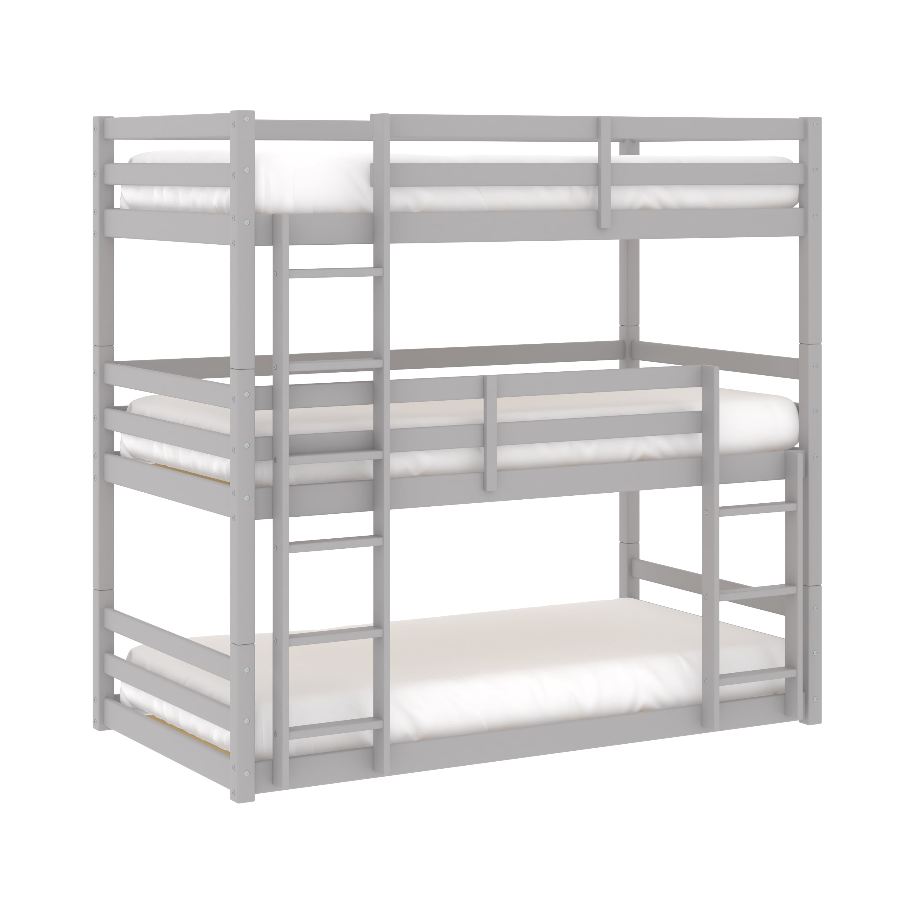Campbell Wood Triple Twin Bunk Bed, Gray, by Hillsdale Living Essentials