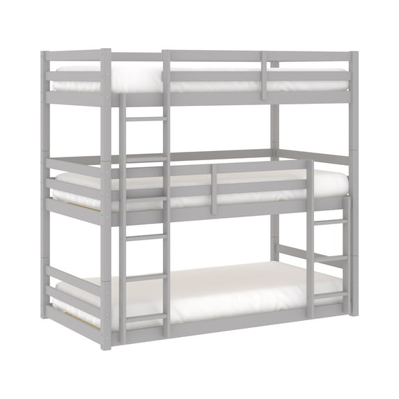 Campbell Wood Triple Twin Bunk Bed, Gray, by Hillsdale Living Essentials