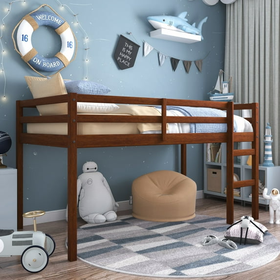 Campbell Wood Twin Junior Loft Bunk Bed, Oak