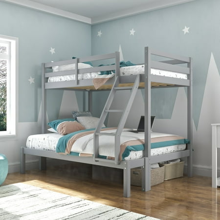 Campbell Wood Twin over Full Convertible Bunk Bed, Gray