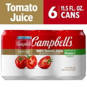 Campbell's 100% Tomato Juice, 11.5 fl oz Can, 6 Count