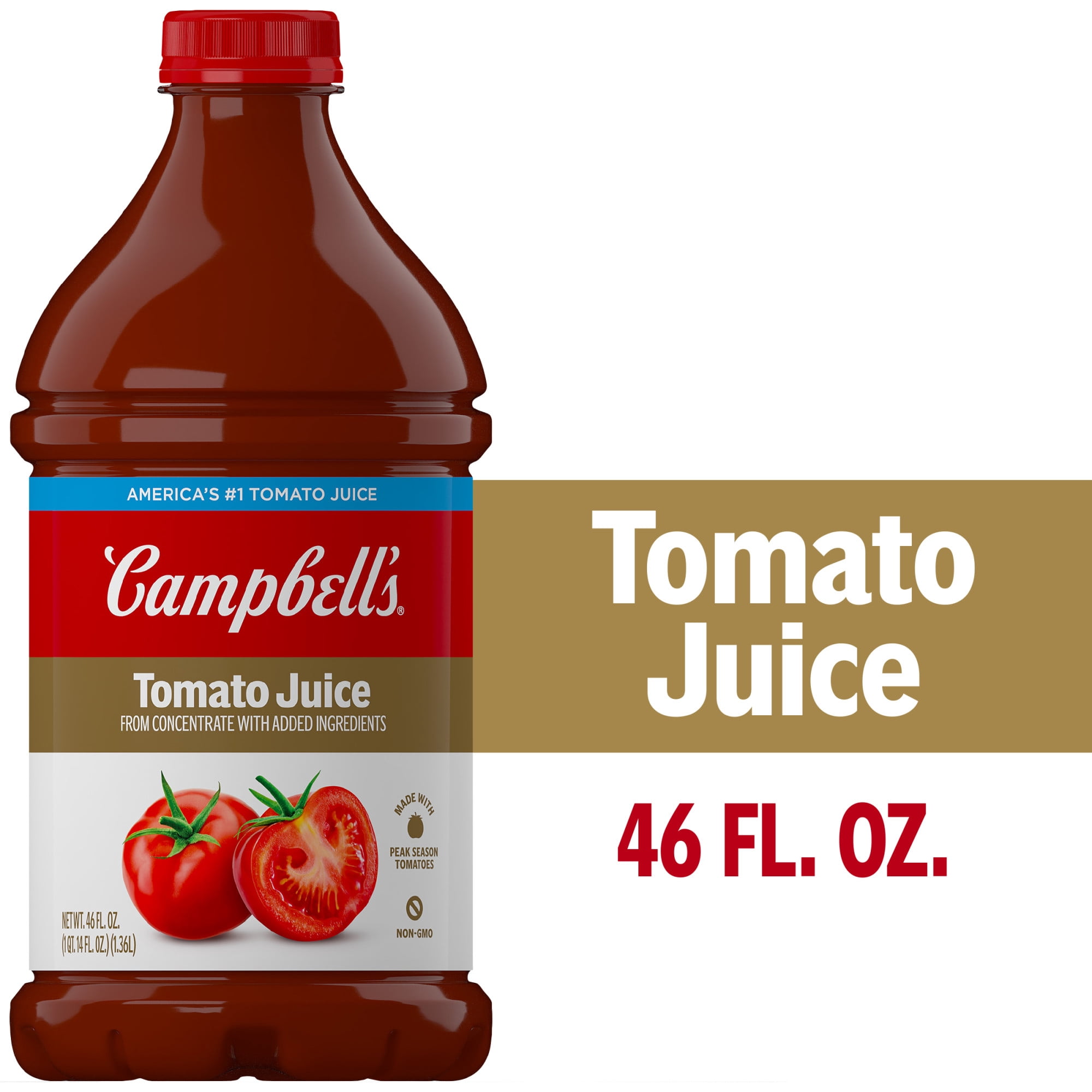 Campbell's 100% Tomato Juice, 46 fl oz Bottle - Walmart.com