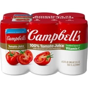 Campbell's 100% Tomato Juice, 5.5 fl oz Can, 6 Count
