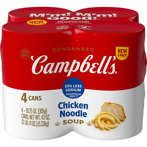 Campbell's Chicken Noodle Soup 25% Low Sodium 4 Pack - 4 ct (Pack of 1)