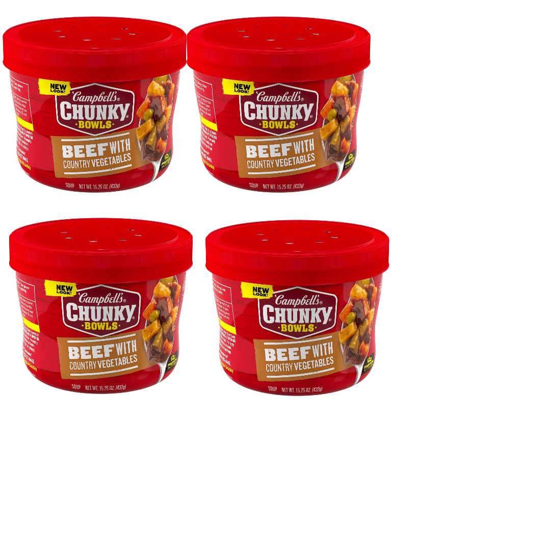 Campbell's Chunky Beef Soup with Country Vegetables Microwavable pack of 4
