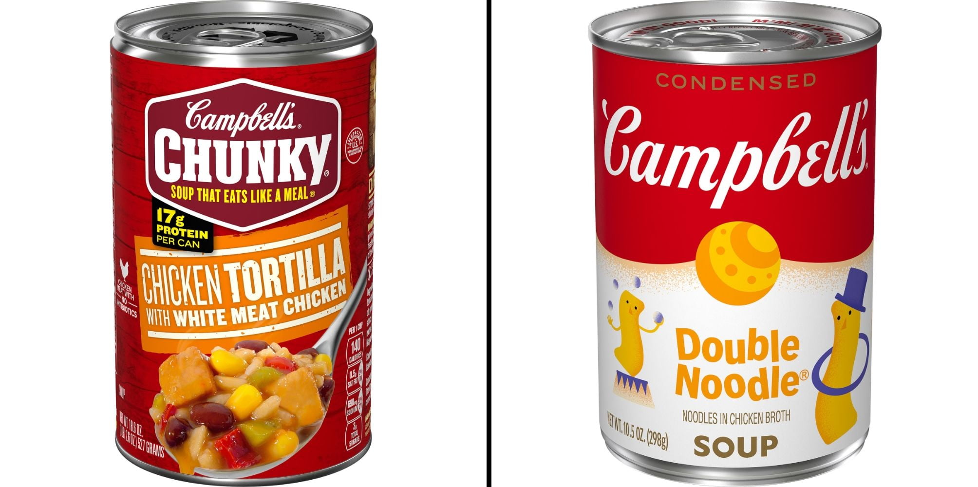 Campbell's Chunky Chicken Tortilla Soup 18.6 oz & Campbell's Condensed Double Noodle Soup 10.5 oz