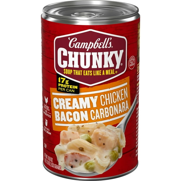 Campbell's Chunky Creamy Chicken Bacon Carbonara Soup 18.8 oz Can (Pack of 7)