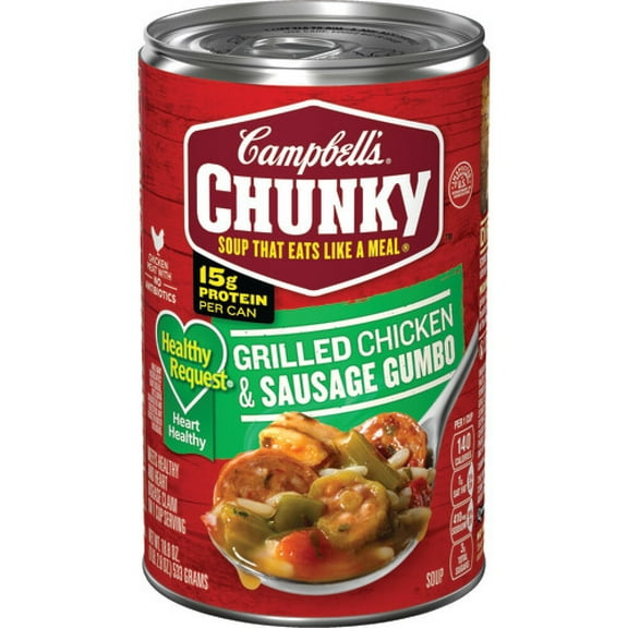Campbell's Chunky Healthy Request Grilled Chicken & Sausage Gumbo Soup 18.8oz (Pack of 10)