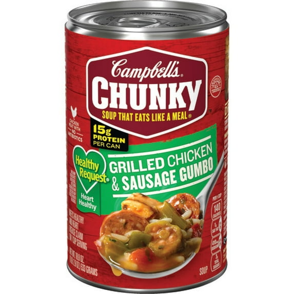 Campbell's Chunky Healthy Request Grilled Chicken & Sausage Gumbo Soup 18.8oz (Pack of 32)