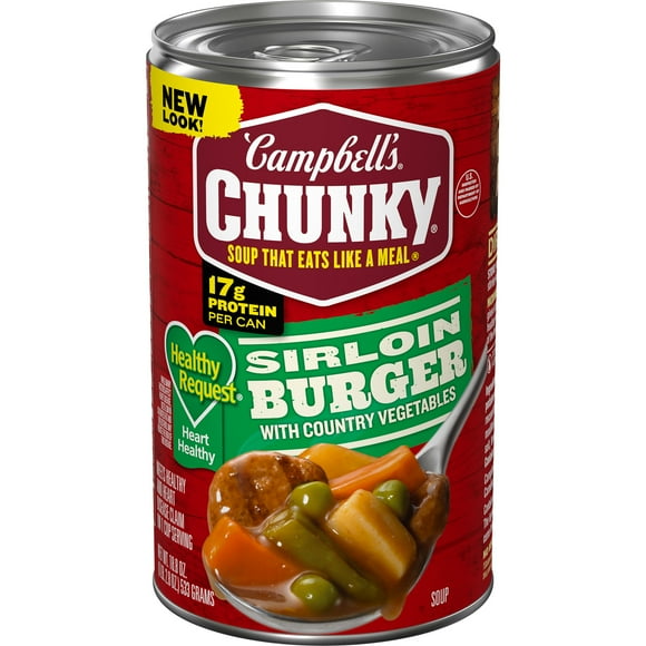 Campbell's Chunky Healthy Request Sirloin Burger with Country Vegetables Beef Soup, 18.8 oz Can