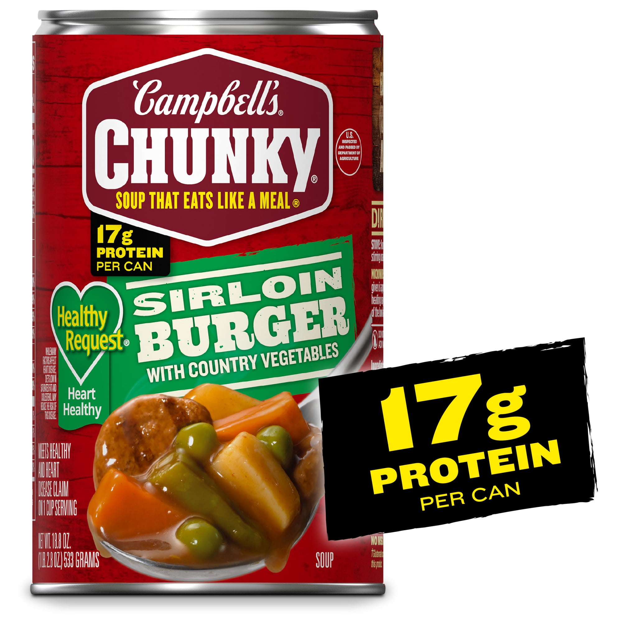 Campbell's Chunky Healthy Request Sirloin Burger with Country Vegetables Soup, 18.8 oz Can