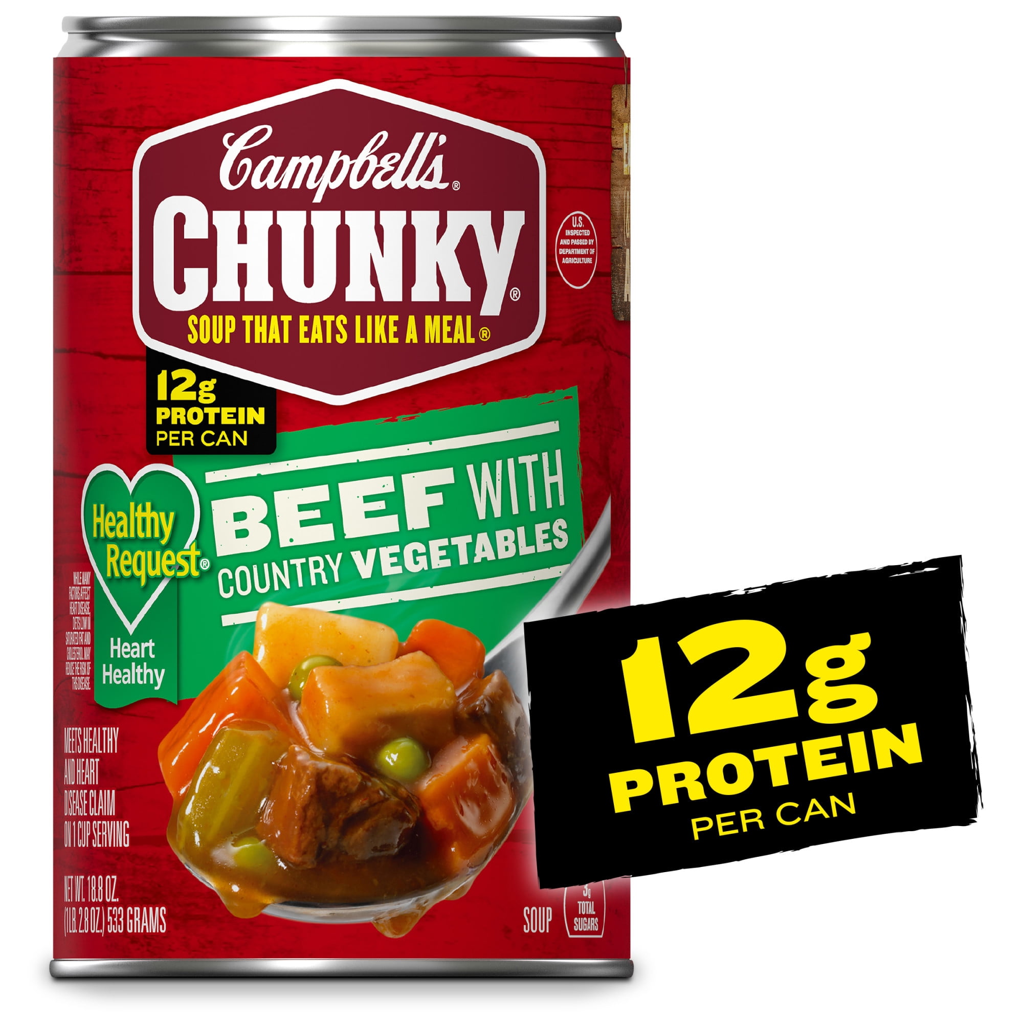 Campbells Chunky Healthy Request Soup, Ready to Serve Beef Soup with Country Vegetables, 18.8 oz Can