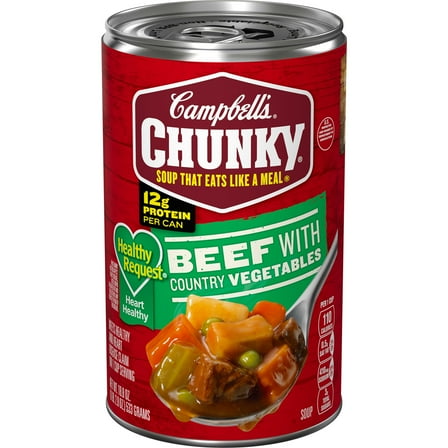Campbell’s Chunky Healthy Request Soup, Ready to Serve Beef Soup with Country Vegetables, 18.8 oz Can