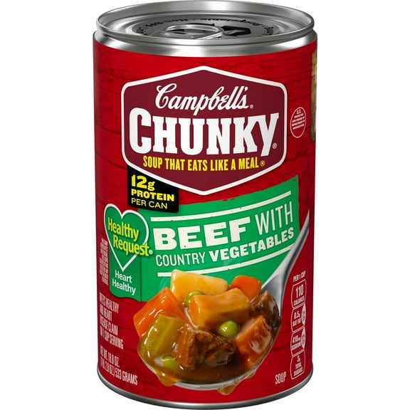 Campbell’s Chunky Healthy Request Soup, Ready to Serve Beef Soup with Country Vegetables, 18.8 oz Can