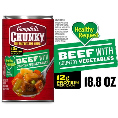 Campbell’s Chunky Healthy Request Soup, Ready to Serve Beef Soup with Country Vegetables, 18.8 oz Can
