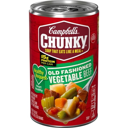 Campbell’s Chunky Healthy Request Soup, Ready to Serve Old Fashioned Vegetable Beef Soup, 18.8 Oz Can, Quantity of 6