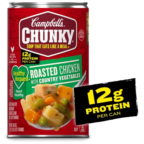 Campbell’s Chunky Healthy Request Soup, Ready to Serve Roasted Chicken Soup with Country Vegetables, 18.6 oz Can