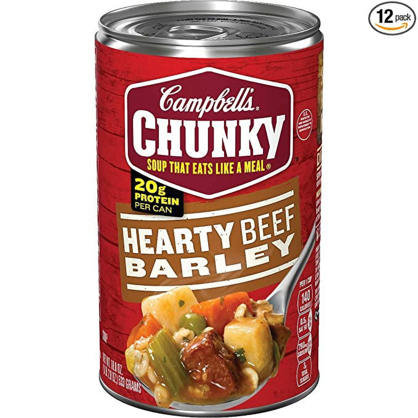 Campbell's Chunky Hearty Beef Barley Soup, 18.8 Ounce, Pack of 12