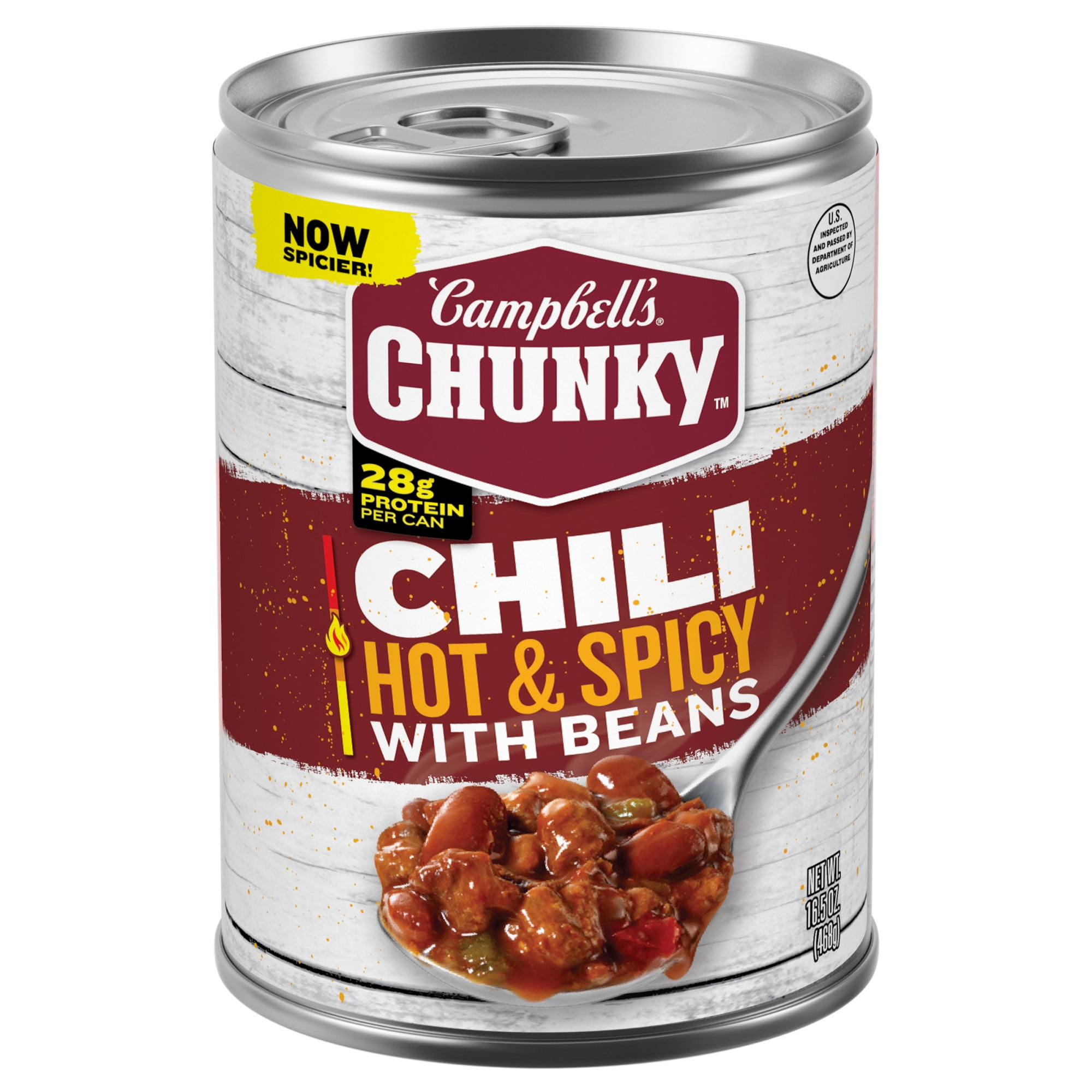Campbells Chunky Hot and Spicy Chili with Beans, 16.5 oz Can