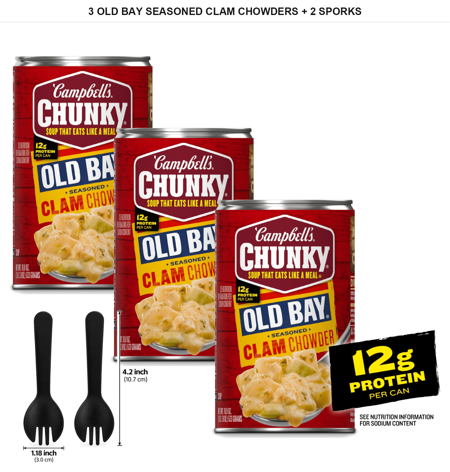 Campbell's Chunky OLD BAY Seasoned Clam Chowder, 3 Count, 18.8 oz Each ...