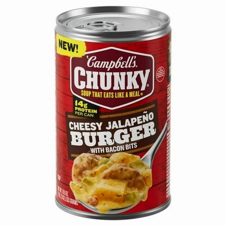 Campbell’s Chunky Soup Cheesy Jalapeno Burger with Bacon Bits 18.8 oz Can (Pack of 3)