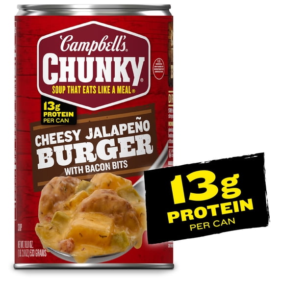 Campbell's Chunky Cheesy Jalapeno Burger with Bacon Bits Soup, 18.8 oz Can