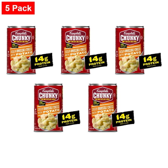 Campbells Chunky Soup Chicken Broccoli Cheese Soup 18.8 oz - 5 Pack