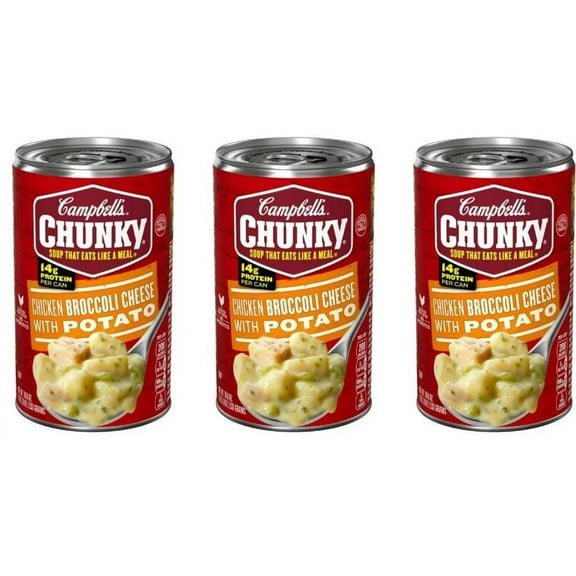 Campbell's Chunky Soup, Chicken Broccoli Cheese With Potato Soup, 18.6 oz, Quantity of 3