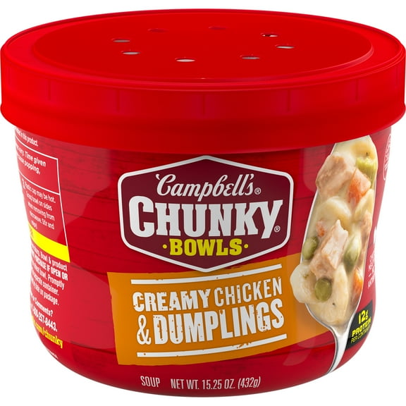 Campbell’s Chunky Creamy Chicken and Dumplings Soup, 15.25 oz Bowl