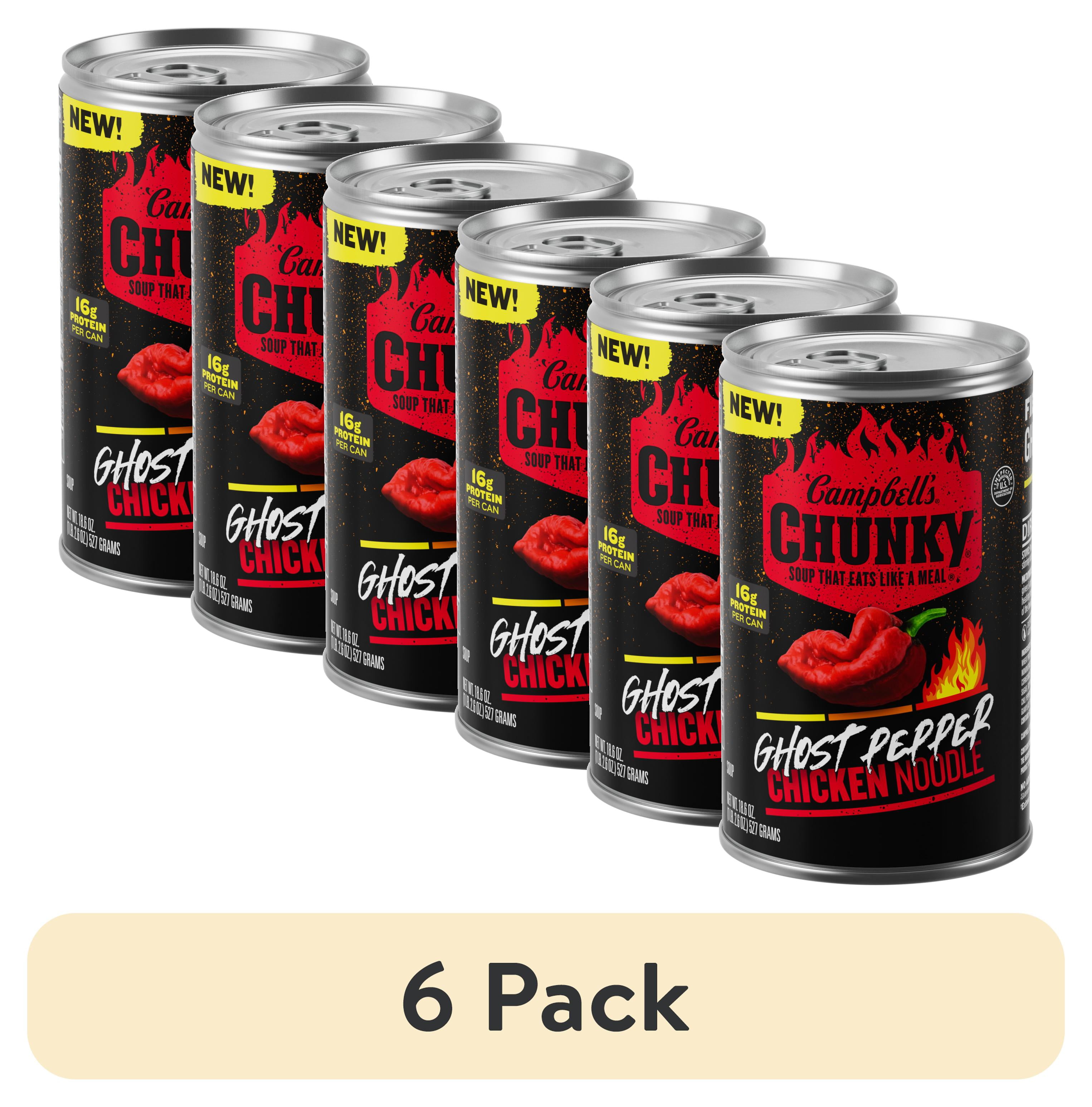 (6 pack) Campbell’s Chunky Soup, Ghost Pepper Chicken Noodle Soup, 18.6