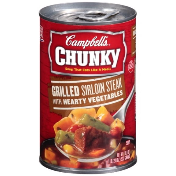 Campbell's Chunky Soup, Grilled Sirloin Steak & Hearty Vegetables Soup, 18.8 Ounce Can (Pack of 10)