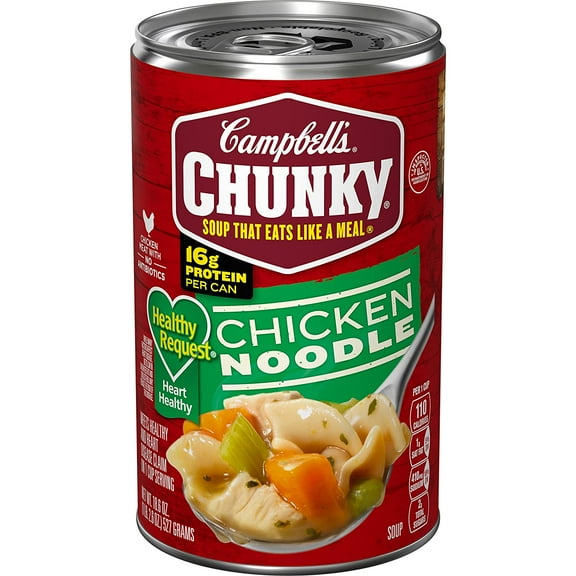 Campbell's Chunky Soup, Healthy Request Chicken Noodle Soup, 18.8 Ounce Can, Quantity of 24