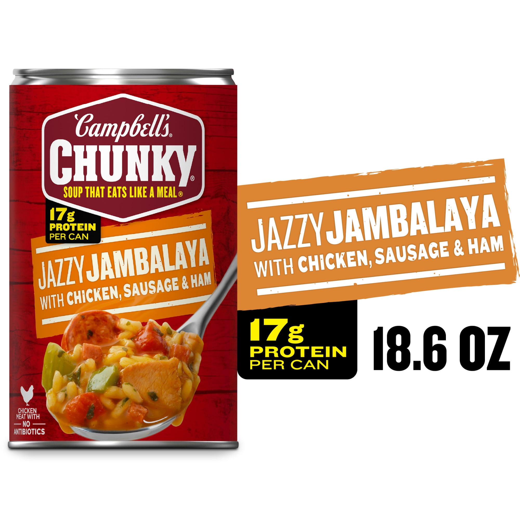 Campbell’s Chunky Soup, Jazzy Jambalaya with Chicken, Sausage and Ham Soup, 18.6 oz Can