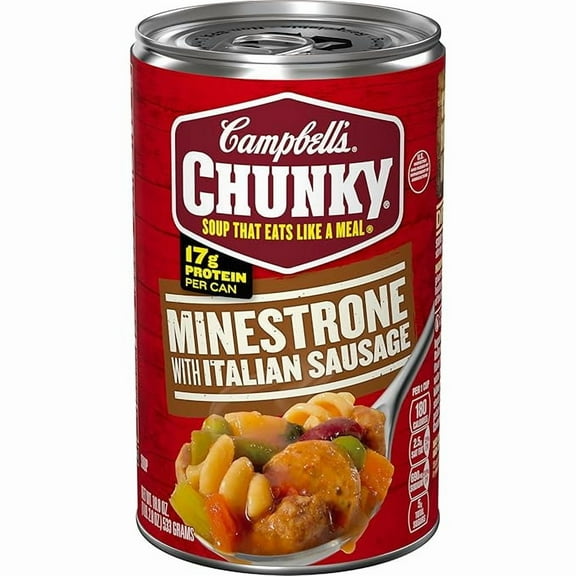 Campbells Chunky Soup, Minestrone with Italian Sausage Soup, 18.8 Oz Can
