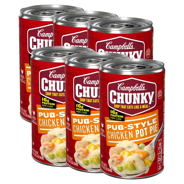 (6 pack) Campbell's Chunky Soup, PubStyle Chicken Pot Pie Soup, 18.8