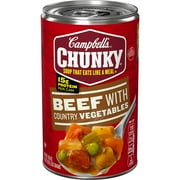Campbell’s Chunky Soup, Ready to Serve Beef Soup with Country Vegetables, 18.8 oz Can