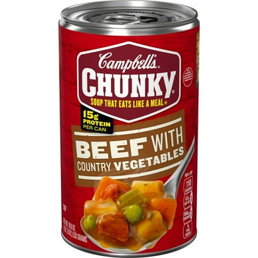 Campbell’s Chunky Soup, Ready to Serve Beef Soup with Country Vegetables, 18.8 oz Can