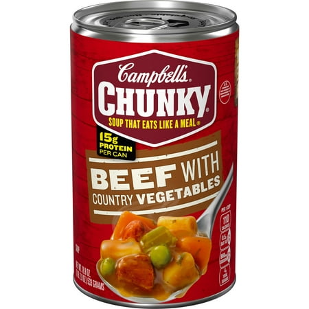 Campbell’s Chunky Soup, Ready to Serve Beef Soup with Country Vegetables, 18.8 oz Can