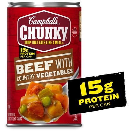Campbell’s Chunky Soup, Ready to Serve Beef Soup with Country Vegetables, 18.8 oz Can