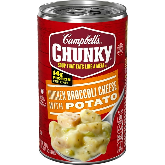 Campbell's Chunky Soup, Ready to Serve Chicken Broccoli Cheese Soup, 18.8 oz Can, (Pack of 6)
